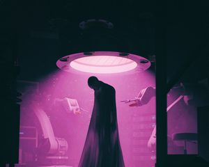 Preview wallpaper ghost, silhouette, cloak, light, purple