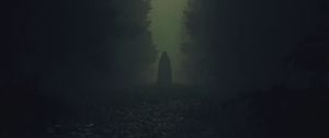 Preview wallpaper ghost, silhouette, cloak, forest, trees, dark
