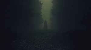 Preview wallpaper ghost, silhouette, cloak, forest, trees, dark