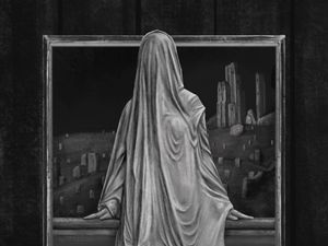 Preview wallpaper ghost, silhouette, frame, gray, art