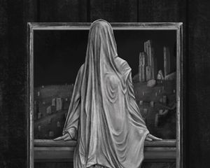 Preview wallpaper ghost, silhouette, frame, gray, art