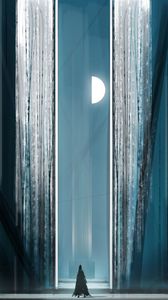 Preview wallpaper ghost, silhouette, gate, moon, art