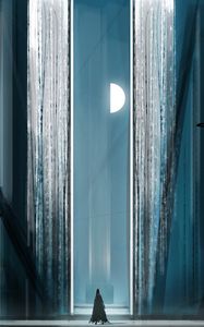 Preview wallpaper ghost, silhouette, gate, moon, art