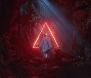Preview wallpaper ghost, triangle, glow, red, cave, light
