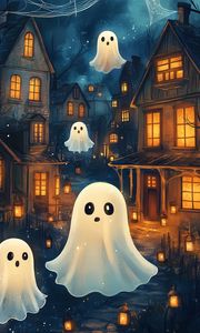 Preview wallpaper ghosts, buildings, art, lights