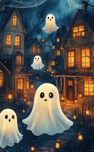 Preview wallpaper ghosts, buildings, art, lights