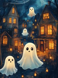 Preview wallpaper ghosts, buildings, art, lights