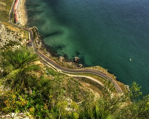 Preview wallpaper gibraltar, height, road, coast, gulf