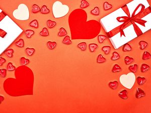 Preview wallpaper gift, hearts, candles, love, romance