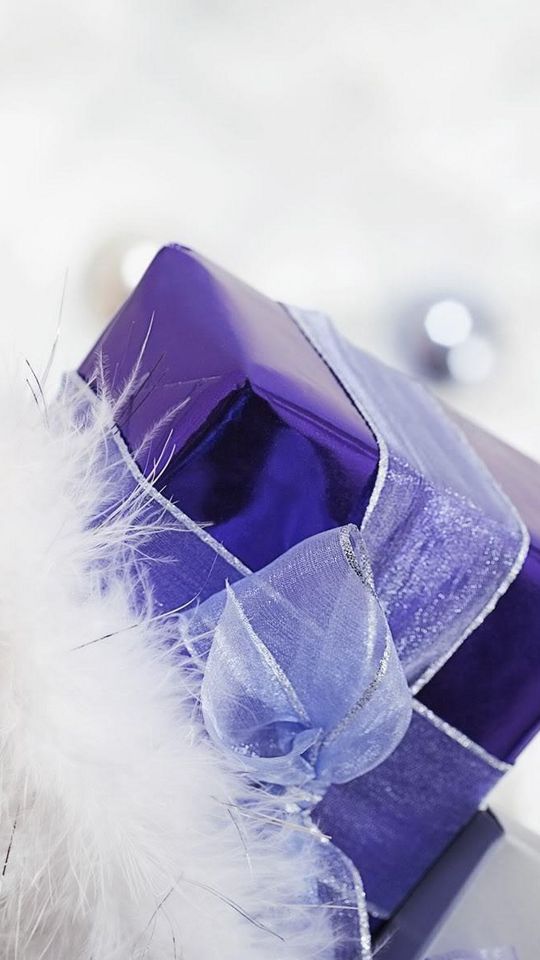 540x960 Wallpaper gift, ribbon, feathers, holiday
