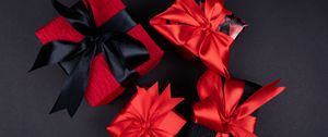 Preview wallpaper gifts, boxes, ribbons, red, black