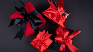 Preview wallpaper gifts, boxes, ribbons, red, black