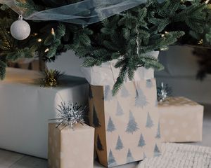 Preview wallpaper gifts, boxes, tree, decorations, new year, christmas