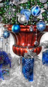 Preview wallpaper gifts, christmas tree, christmas tree decorations, vase, holiday