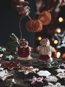 Preview wallpaper gingerbread, cookies, figurines, christmas, new year, holiday