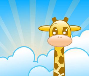 Preview wallpaper giraffe, clouds, lines, drawing