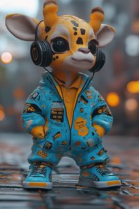 Preview wallpaper giraffe, music, headphones, art