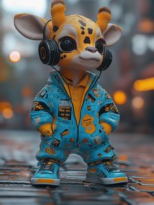 Preview wallpaper giraffe, music, headphones, art