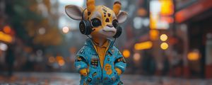 Preview wallpaper giraffe, music, headphones, art