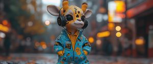 Preview wallpaper giraffe, music, headphones, art