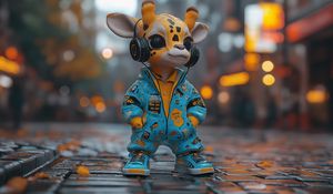 Preview wallpaper giraffe, music, headphones, art