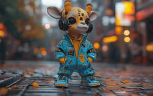 Preview wallpaper giraffe, music, headphones, art