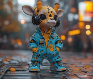 Preview wallpaper giraffe, music, headphones, art