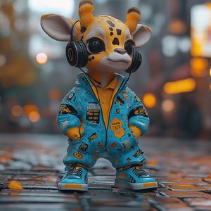 Preview wallpaper giraffe, music, headphones, art