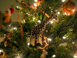 Preview wallpaper giraffe, tree, gifts, new year