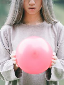 Preview wallpaper girl, air balloon, pink