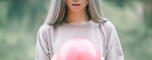 Preview wallpaper girl, air balloon, pink