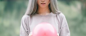 Preview wallpaper girl, air balloon, pink