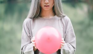 Preview wallpaper girl, air balloon, pink