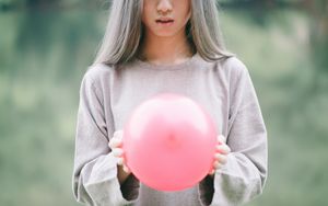 Preview wallpaper girl, air balloon, pink