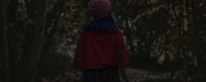 Preview wallpaper girl, alone, forest, lantern