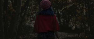 Preview wallpaper girl, alone, forest, lantern