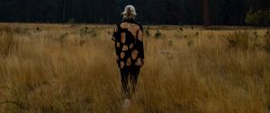 Preview wallpaper girl, alone, nature, mountains, grass