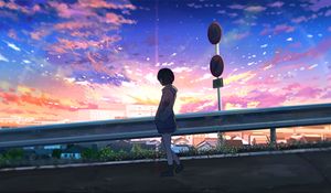 Preview wallpaper girl, alone, road, anime, art, cartoon