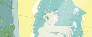 Preview wallpaper girl, alone, sad, rain, anime, art