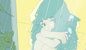 Preview wallpaper girl, alone, sad, rain, anime, art