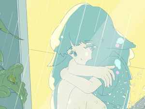 Preview wallpaper girl, alone, sad, rain, anime, art