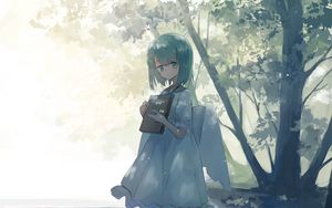 Preview wallpaper girl, angel, book, anime