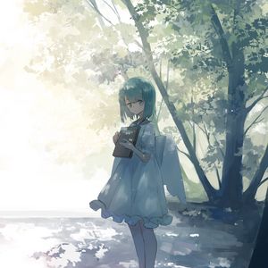 Preview wallpaper girl, angel, book, anime