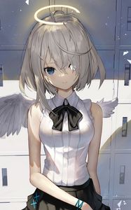 Preview wallpaper girl, angel, halo, wings, anime