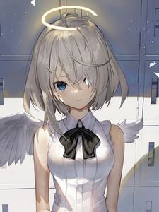Preview wallpaper girl, angel, halo, wings, anime
