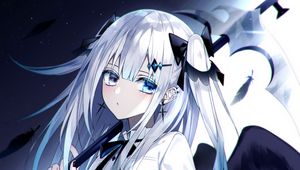 Preview wallpaper girl, angel, heterochromia, anime, art