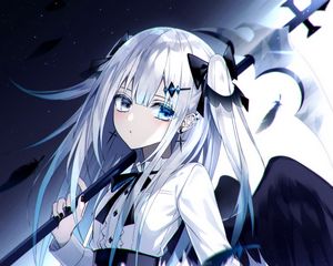 Preview wallpaper girl, angel, heterochromia, anime, art