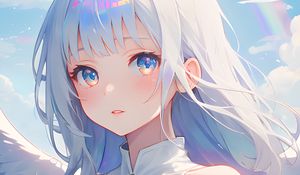 Preview wallpaper girl, angel, sky, rainbow, anime, art