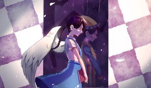 Preview wallpaper girl, angel, wings, reflection, anime, art