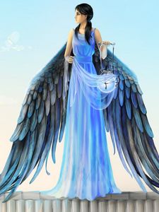 Preview wallpaper girl, angel, wings, cat, roof lamp